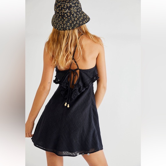 Free People Endless Summer Love Forever Mini Dress in Black Size Medium - Picture 2 of 7